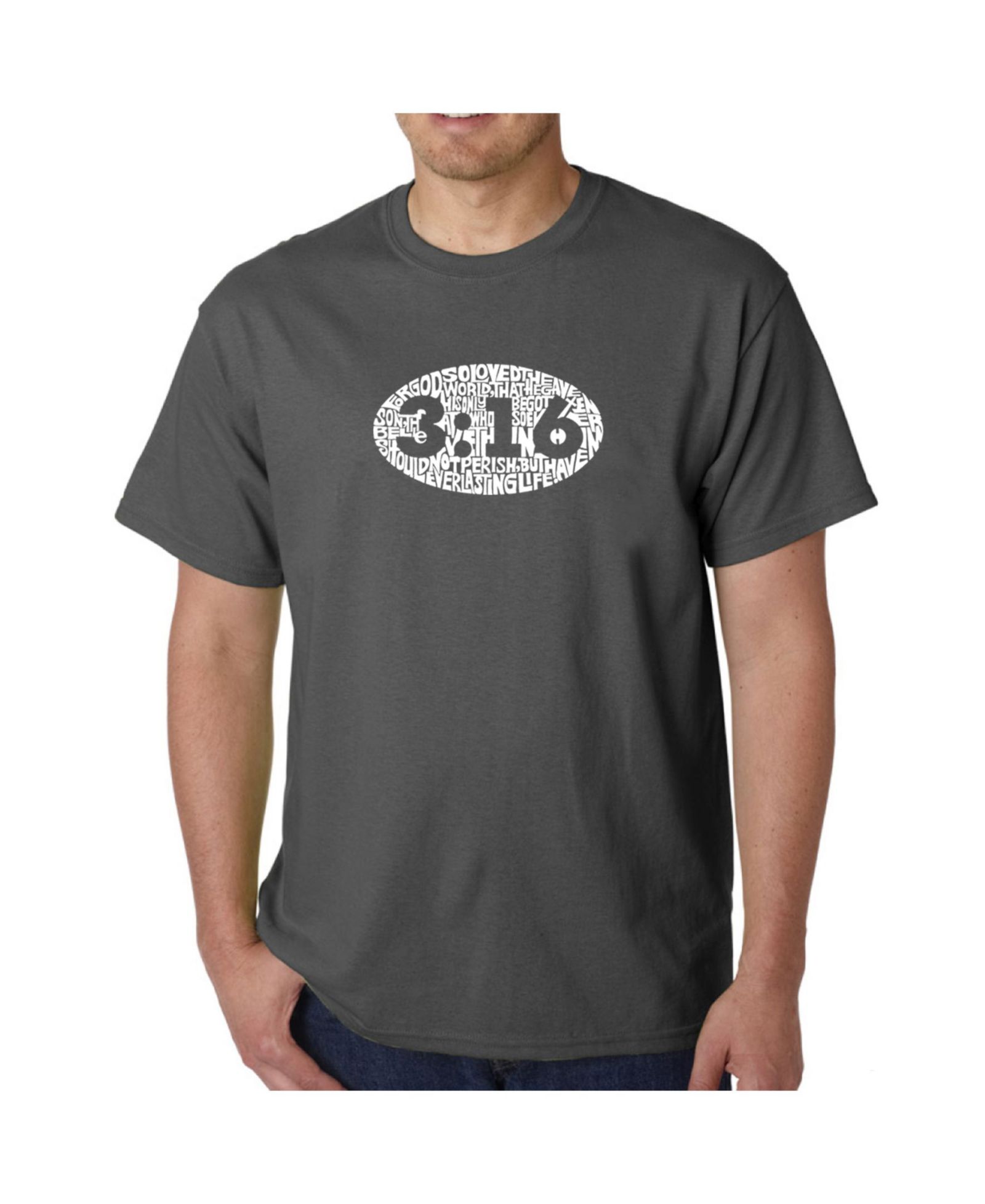 LA Pop Art Mens Word Art T-Shirt - John 3:16