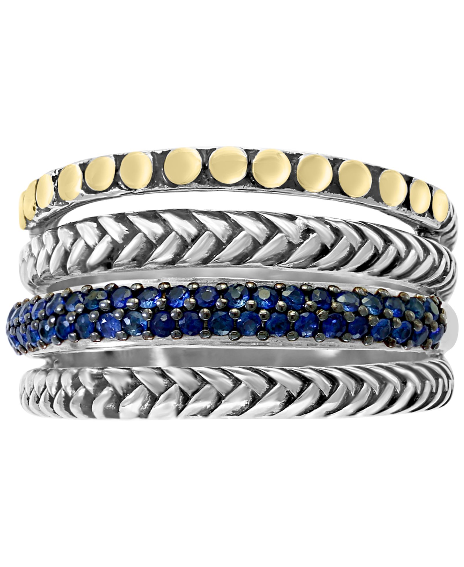Кольцо EFFY® Sapphire Multi-Row Stack Look в серебре и 18k Gold