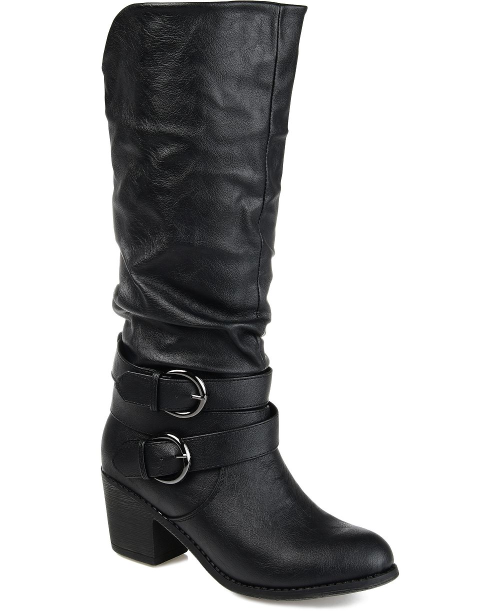 Journee Collection Женские ботинки Late Rouched Buckle Mid Shaft Block Heel