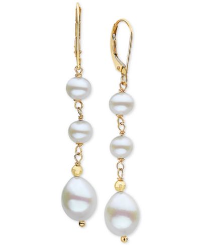 Серьги EFFY® Cultured Freshwater Pearl 14k Gold Drop Earrings