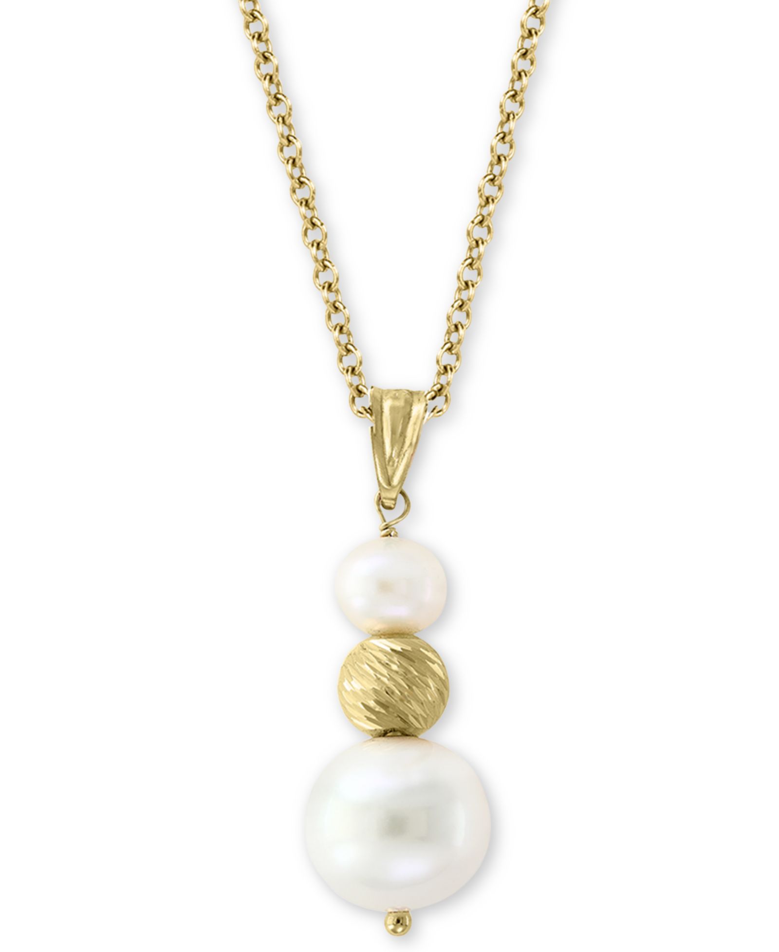 EFFY® Cultured Freshwater Pearl (5-1/2 & 10mm) 18" Pendant Necklace in 14k Gold