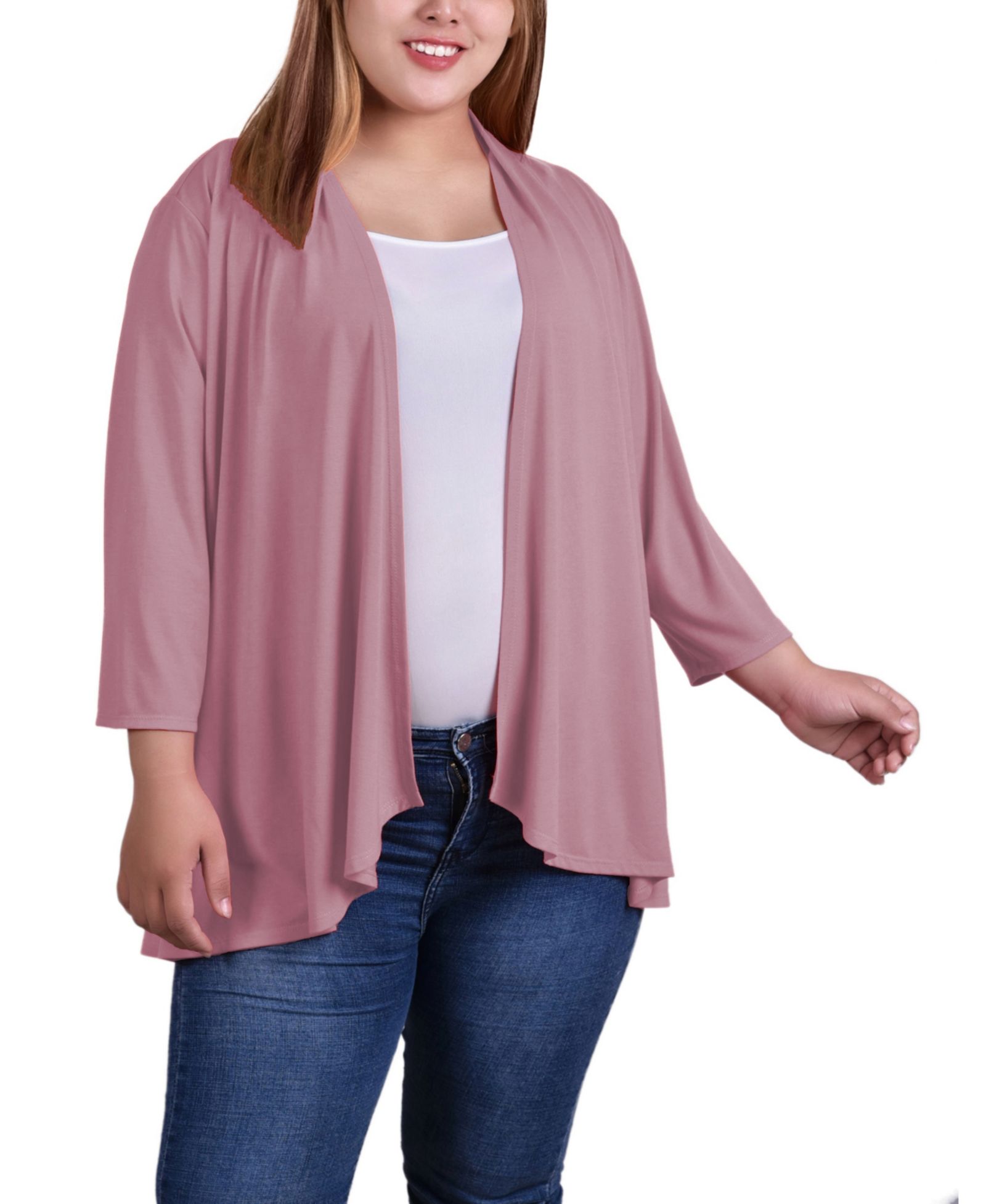 Кардиган NY Collection Plus Size Draped Open-Front