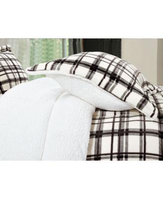 Elegant Comfort Plaid Micromink/Sherpa Reversible Down Alternative Microsuede 3-Pc. Comforter Sets, King/California King