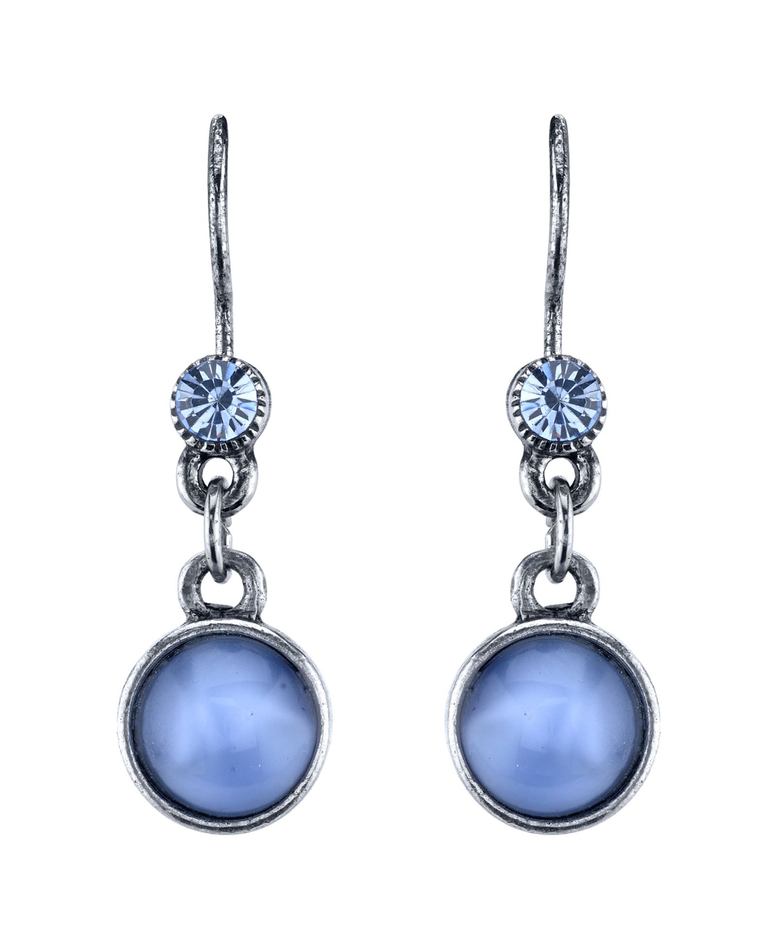 2028 Pewter Tone Lt. Blue Moonstone Drop Earrings