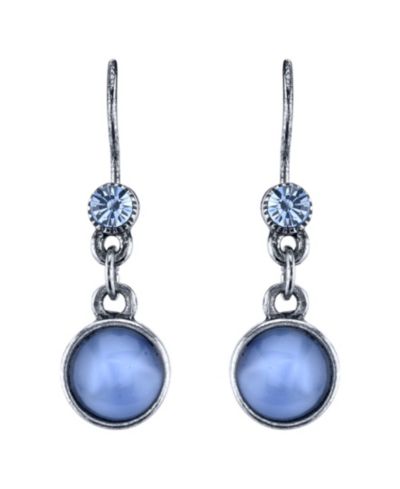 Серьги-подвески 2028 Pewter Tone Lt. Blue Moonstone Drop
