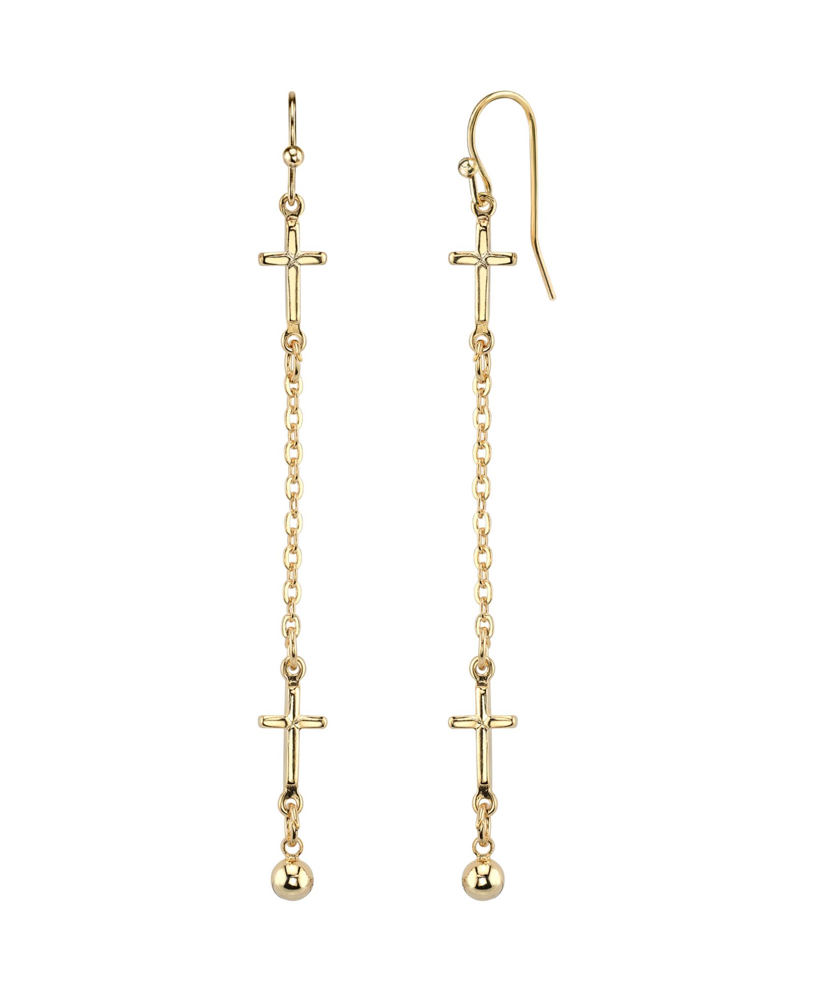 2028 14K Gold-tone Cross Chain Linear Drop Earrings