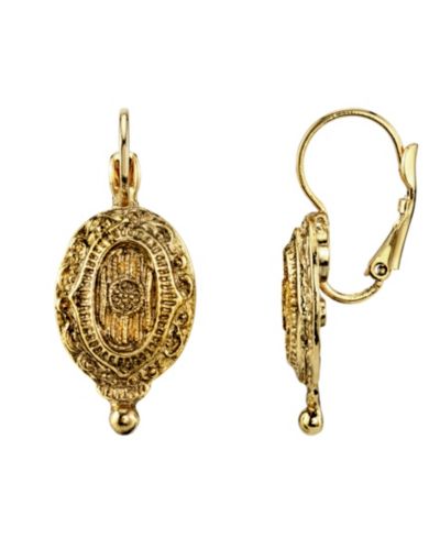 2028 Gold-Tone Oval Drop Earrings