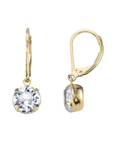 Серьги-подвески 2028 с натуральным кристаллом и позолотой 14K
