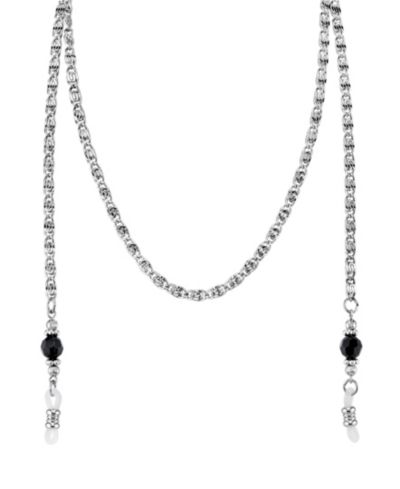 2028 Silver-Tone Chain Black Bead Eyeglass Holder 30"