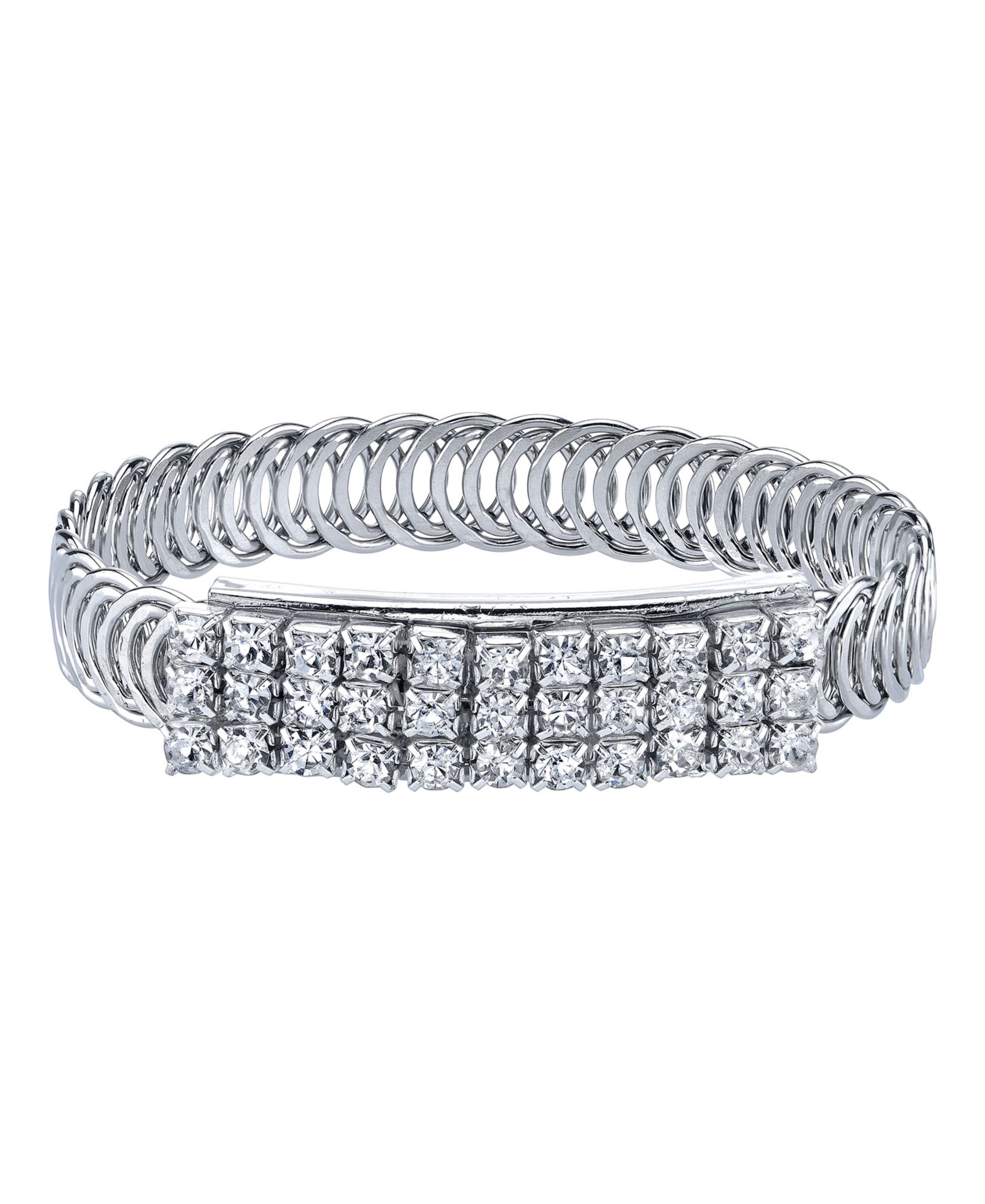 Браслет 2028 Silver-Tone Clear Crystal Rhinestone Slim Belt