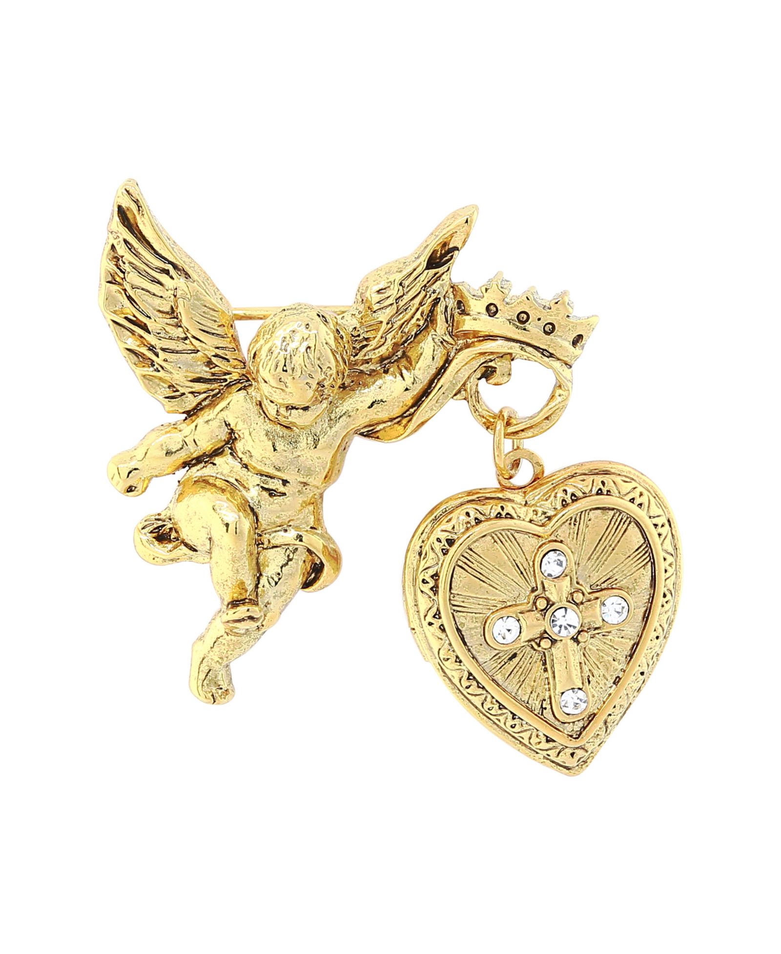 Брошь-локет Symbols of Faith с кристаллом Glory of The Cross и 14K Gold-Dipped