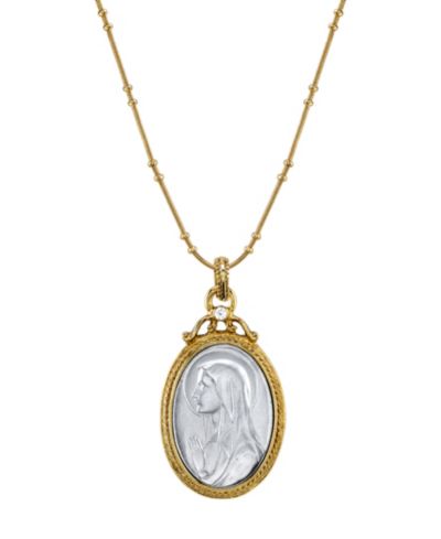 Медальон-кулон Symbols of Faith 14K Gold-Dipped Silver-Tone Crystal Virgin Mary, 20"
