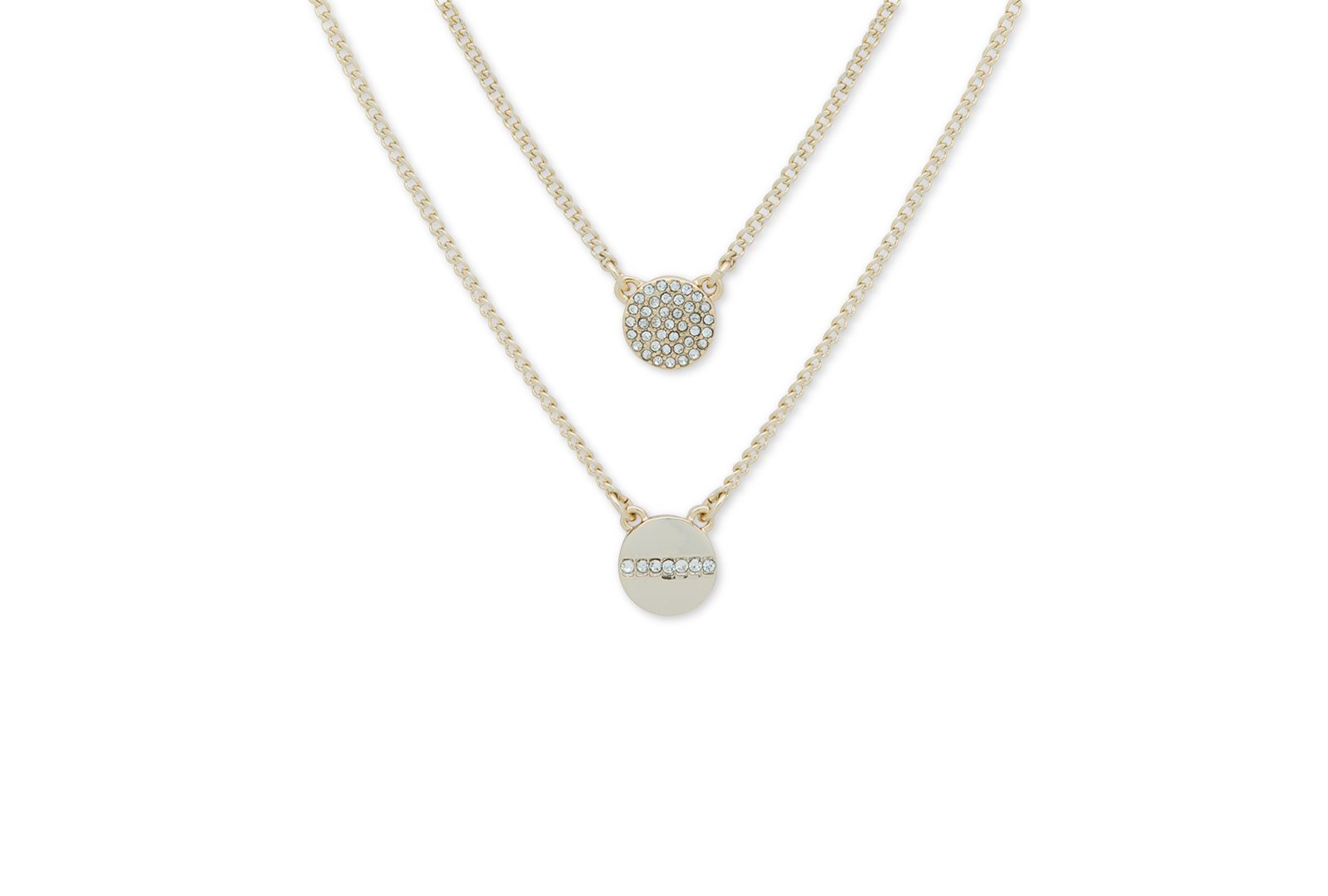 Ожерелье DKNY Gold-Tone Crystal Pendant Two-Row, 16" + 3' extender