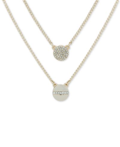 Ожерелье DKNY Gold-Tone Crystal Pendant Two-Row, 16" + 3' extender