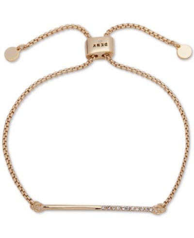 DKNY Gold-Tone Half-Pavé Bar Slider Bracelet
