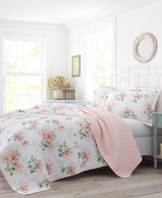 Laura Ashley Honeysuckle хлопковый двусторонний комплект покрывал, Full/Queen
