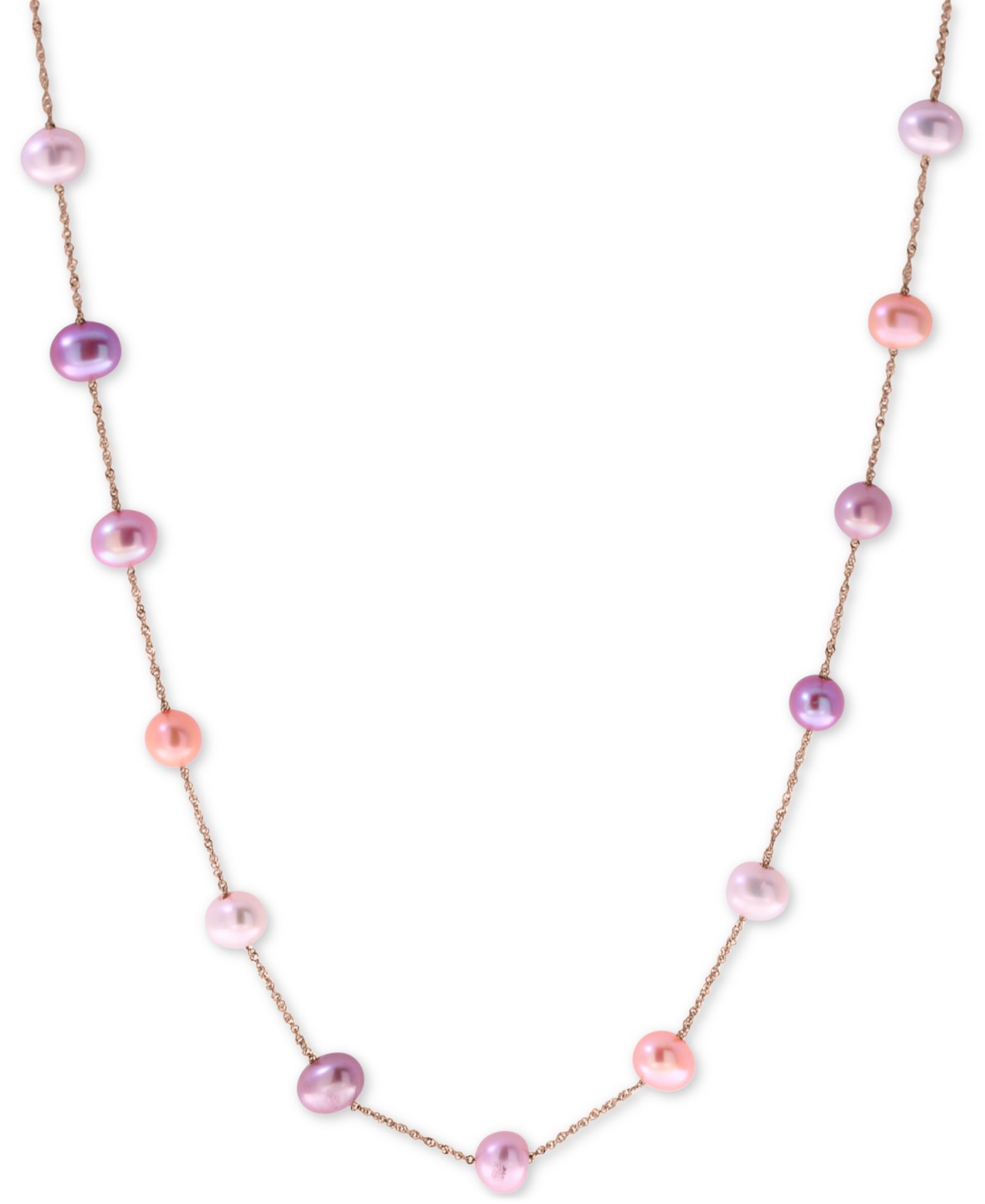 Ожерелье EFFY® Multicolor Cultured Freshwater Pearl 18" в розовом золоте 14k