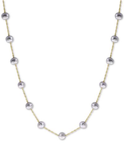 EFFY® Gray Cultured Freshwater Pearl (5-1/2mm) 18" Collar Necklace in 14k White Gold