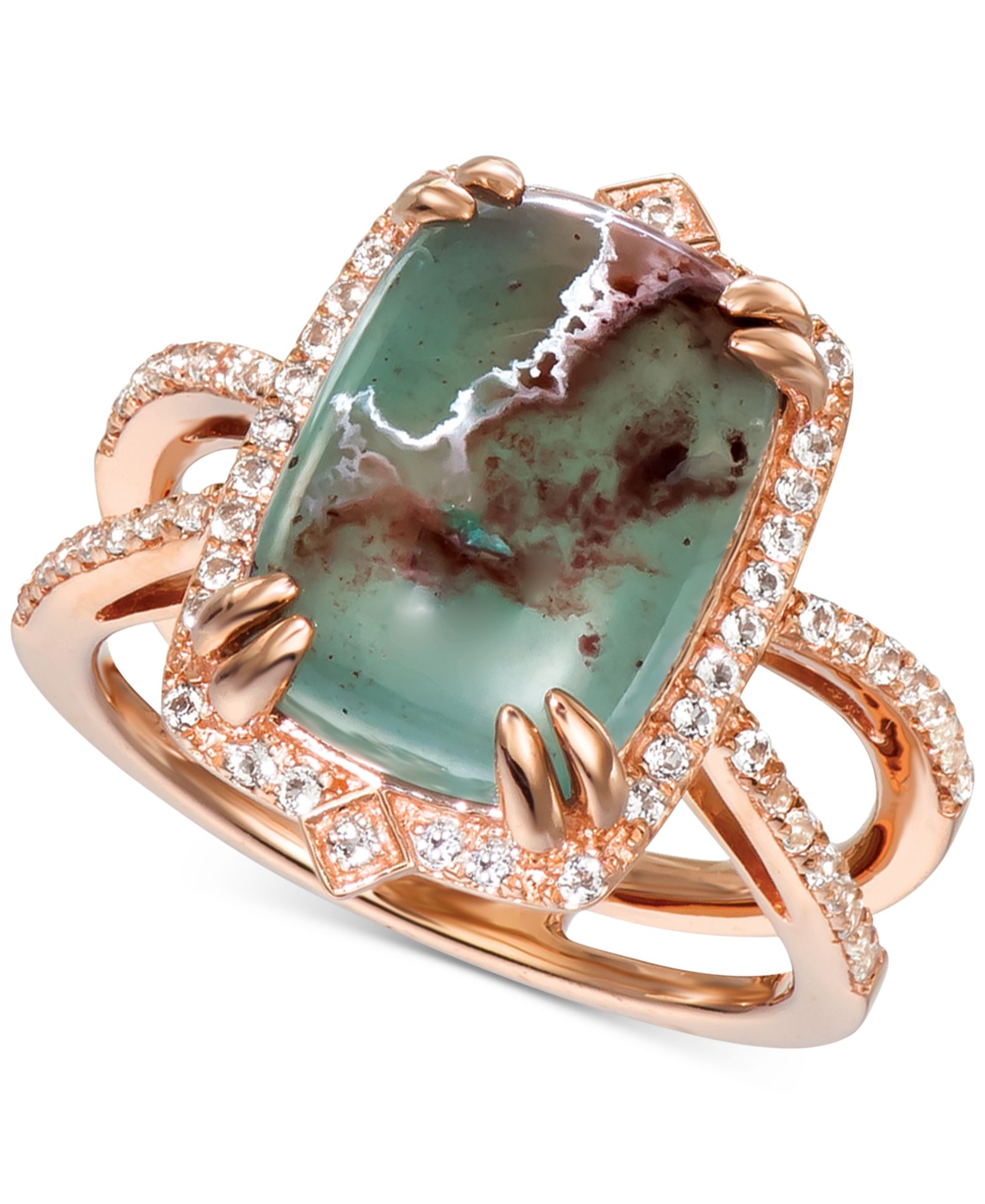 Кольцо Le Vian® Peacock Aquaprase (14 x 10mm) & Vanilla Topaz (1/3 ct. t.w.) Statement 14k Rose Gold