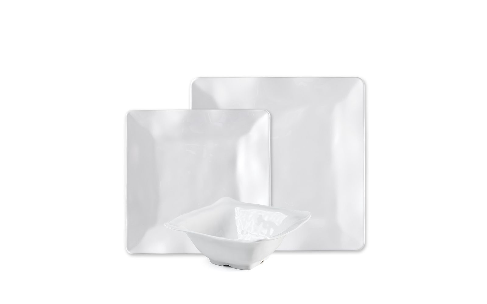 Q Squared Melamine Ruffle Square 12 Pc. Set, Service for 4