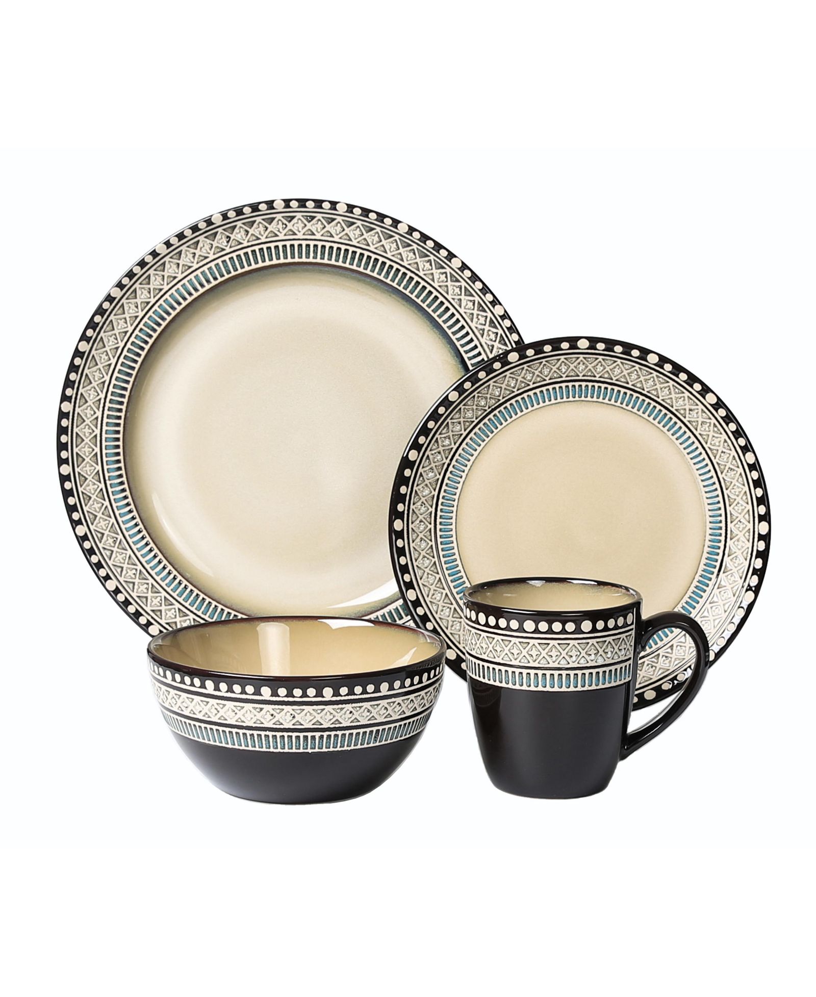Lorren Home Trends Glazed 16 Pc. Dinnerware Set, Service for 4