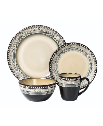 Lorren Home Trends Glazed 16 Pc. Dinnerware Set, Service for 4