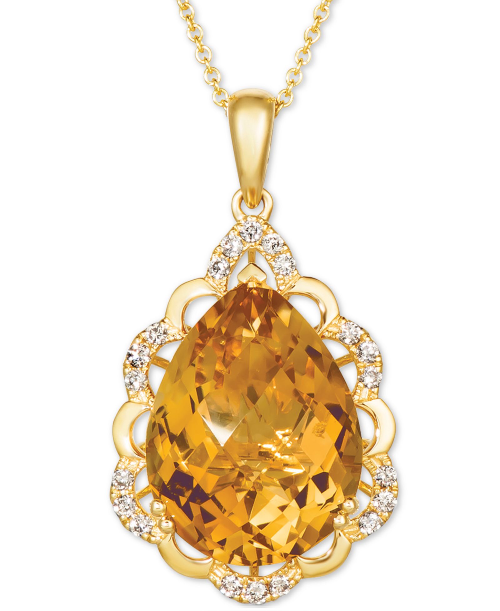 Le Vian® Cinnamon Citrine (7-1/2 ct. t.w.) & Nude Diamonds (1/5 ct. t.w.) 20" Pendant Necklace in 14k Gold