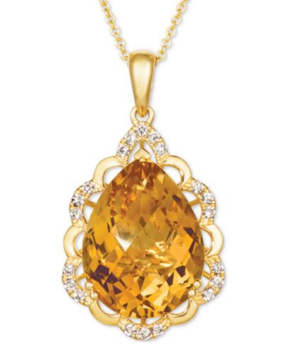 Подвеска-ожерелье Le Vian® Cinnamon Citrine (7-1/2 ct. t.w.) & Nude Diamonds (1/5 ct. t.w.) 20" в 14k Gold