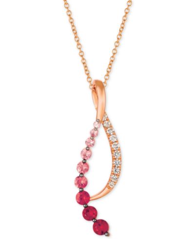 Подвеска-ожерелье Le Vian® Passion Ruby (1/6 ct. t.w.), Bubblegum Pink Sapphire (5/8 ct. t.w.) & Vanilla Sapphire (1/5 ct. t.w.) в 14k Rose Gold