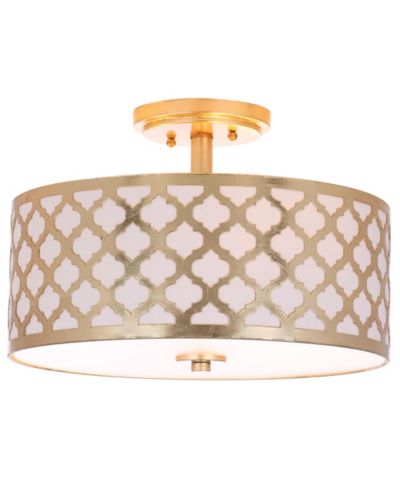 Safavieh Kora Quatrefoil 3 Light 15"D Gold Flush Mount