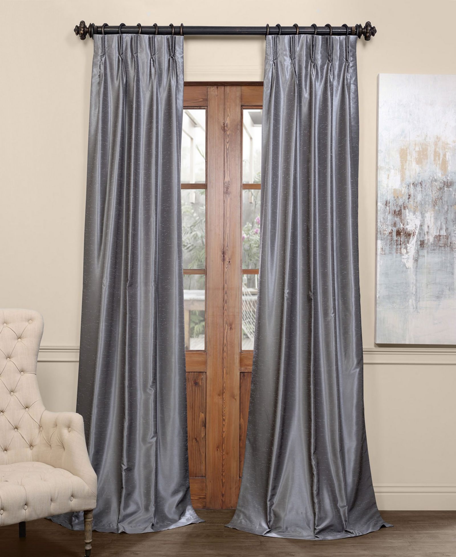 Шторы Half Price Drapes French Pleat Vintage Textured Faux Dupioni Silk Blackout