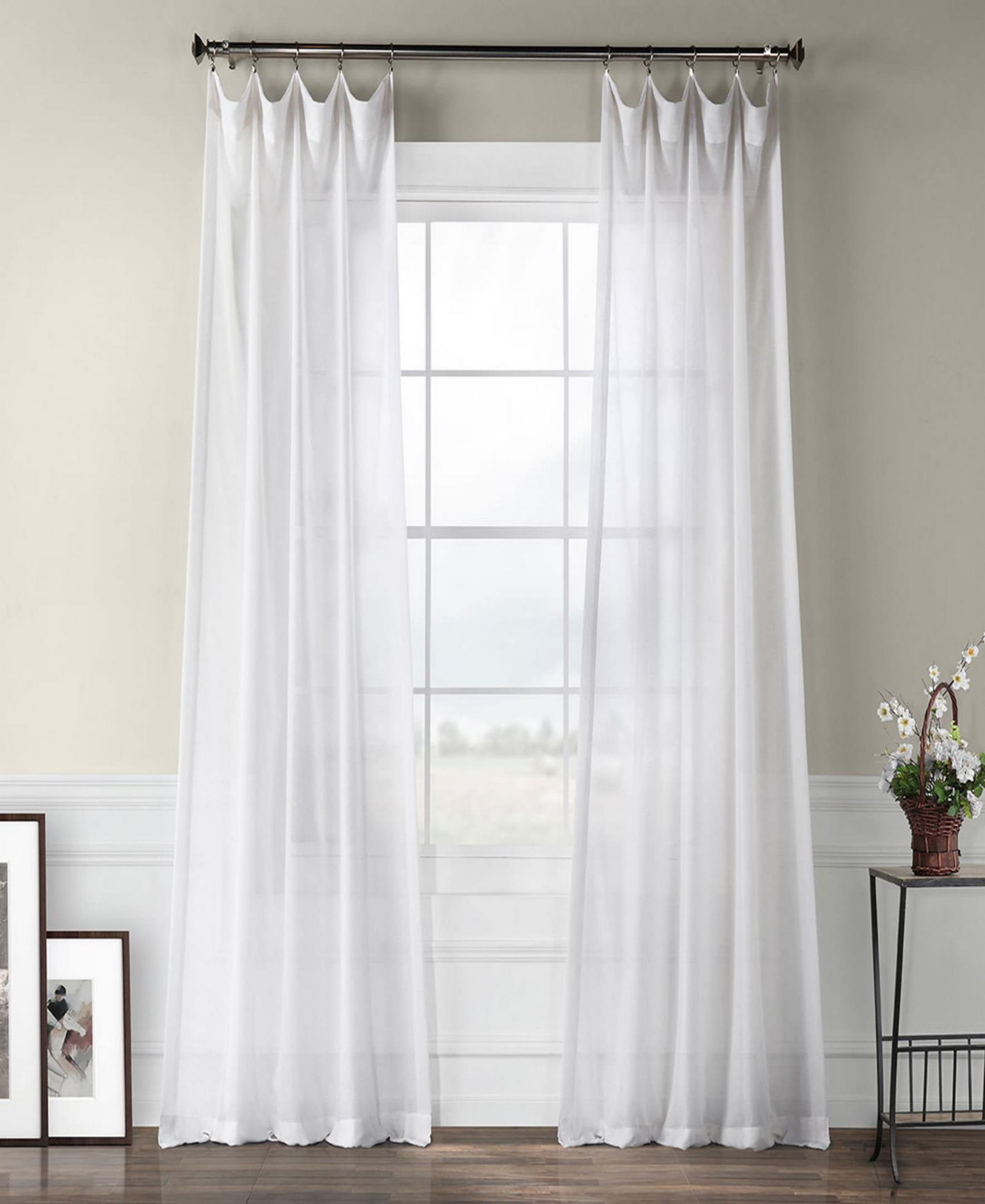 Прозрачная тюлевая занавеска Half Price Drapes с текстурой искусственного льна