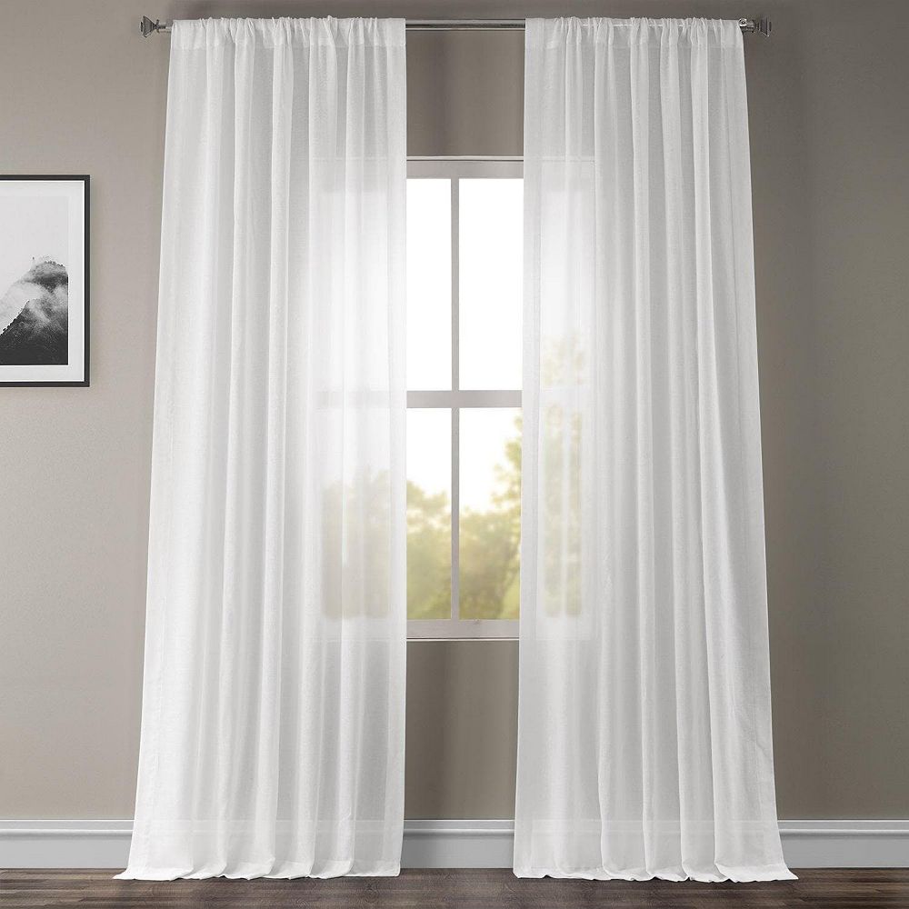 Half Price Drapes White Orchid Textured Faux Linen Sheer Curtain