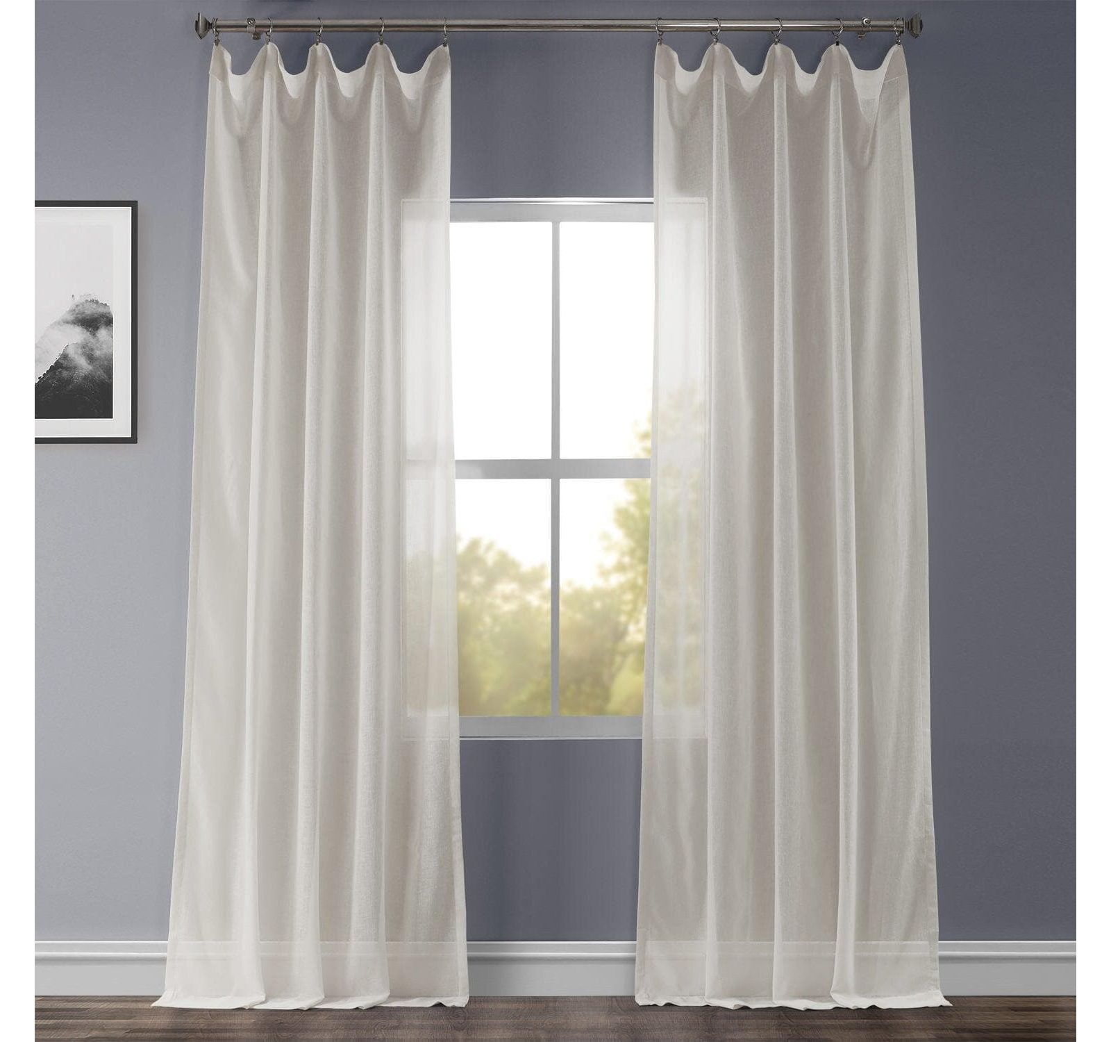 Half Price Drapes Прозрачная тюлевая занавеска из искусственного льна, текстурированная