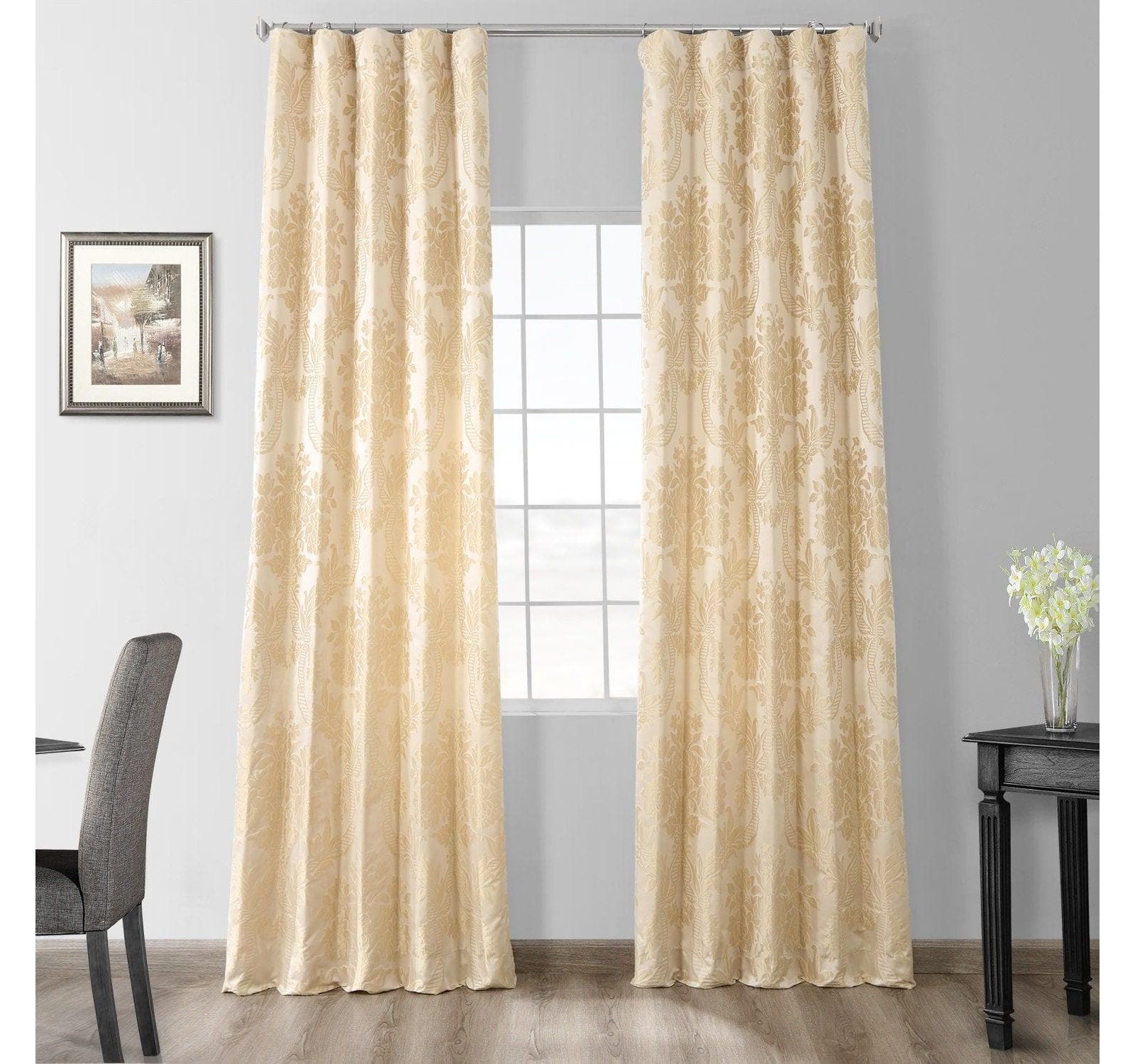 Half Price Drapes Magdelena бежево-шампань damask из искусственного шелка жаккард, затемняющая комнату штора