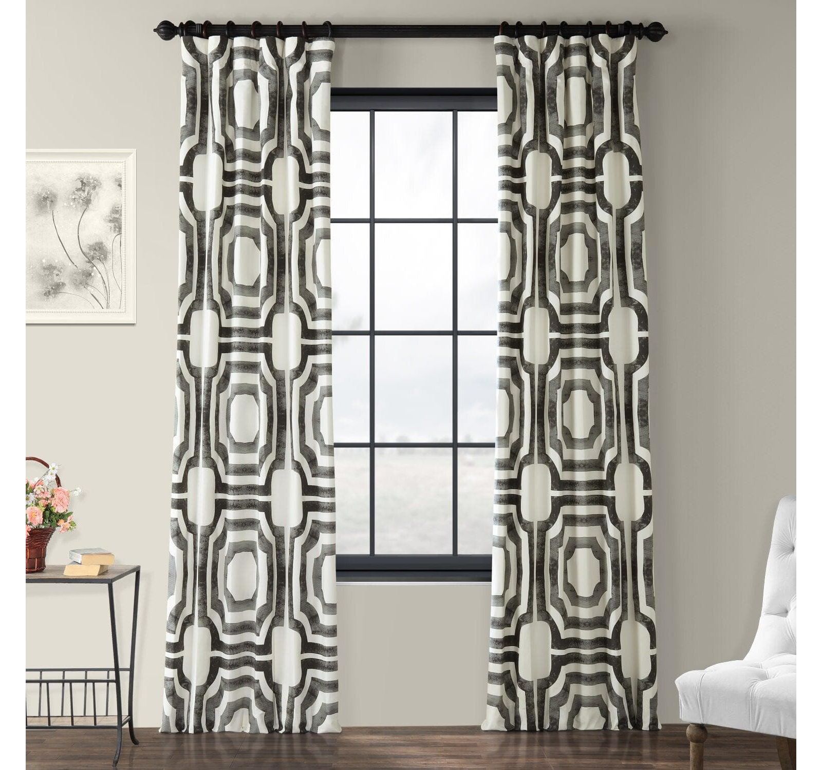 Блэкаут шторы Half Price Drapes с геометрическим принтом, хлопок