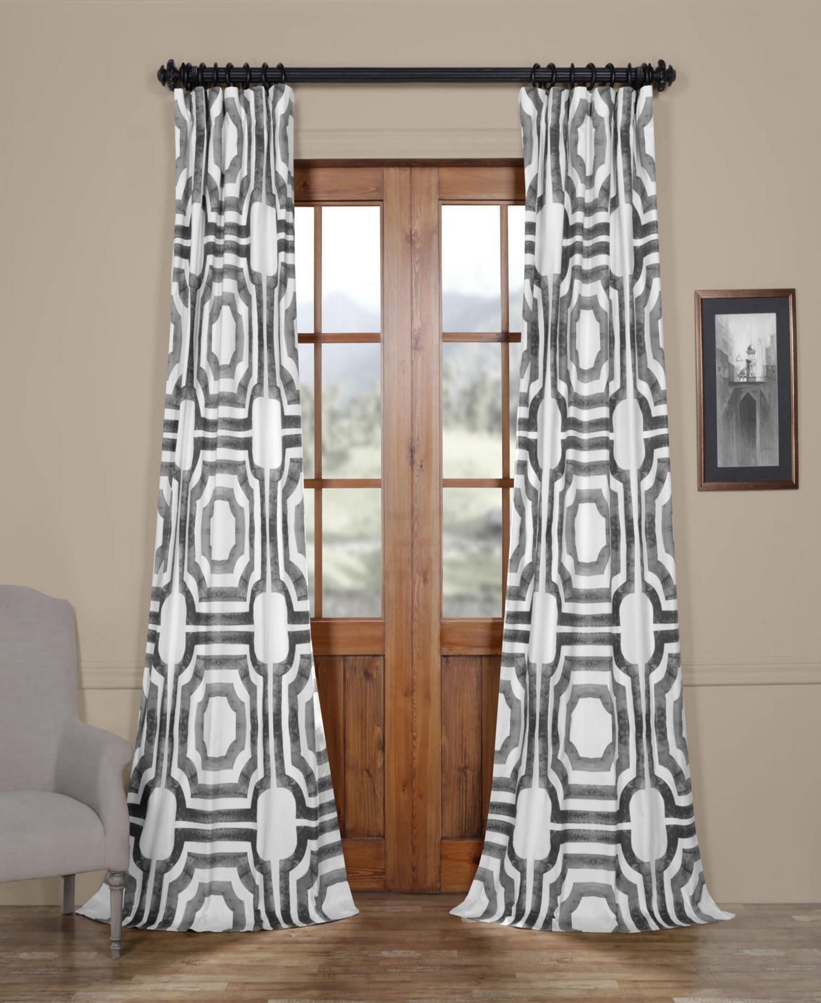 Half Price Drapes Шторы из хлопка с геометрическим принтом, светонепроницаемые