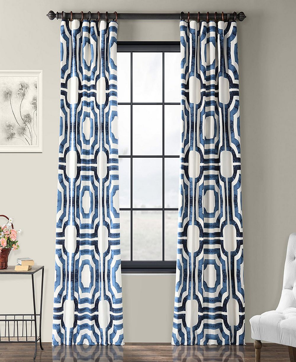 Блэкаут шторы Half Price Drapes с геометрическим принтом из хлопка