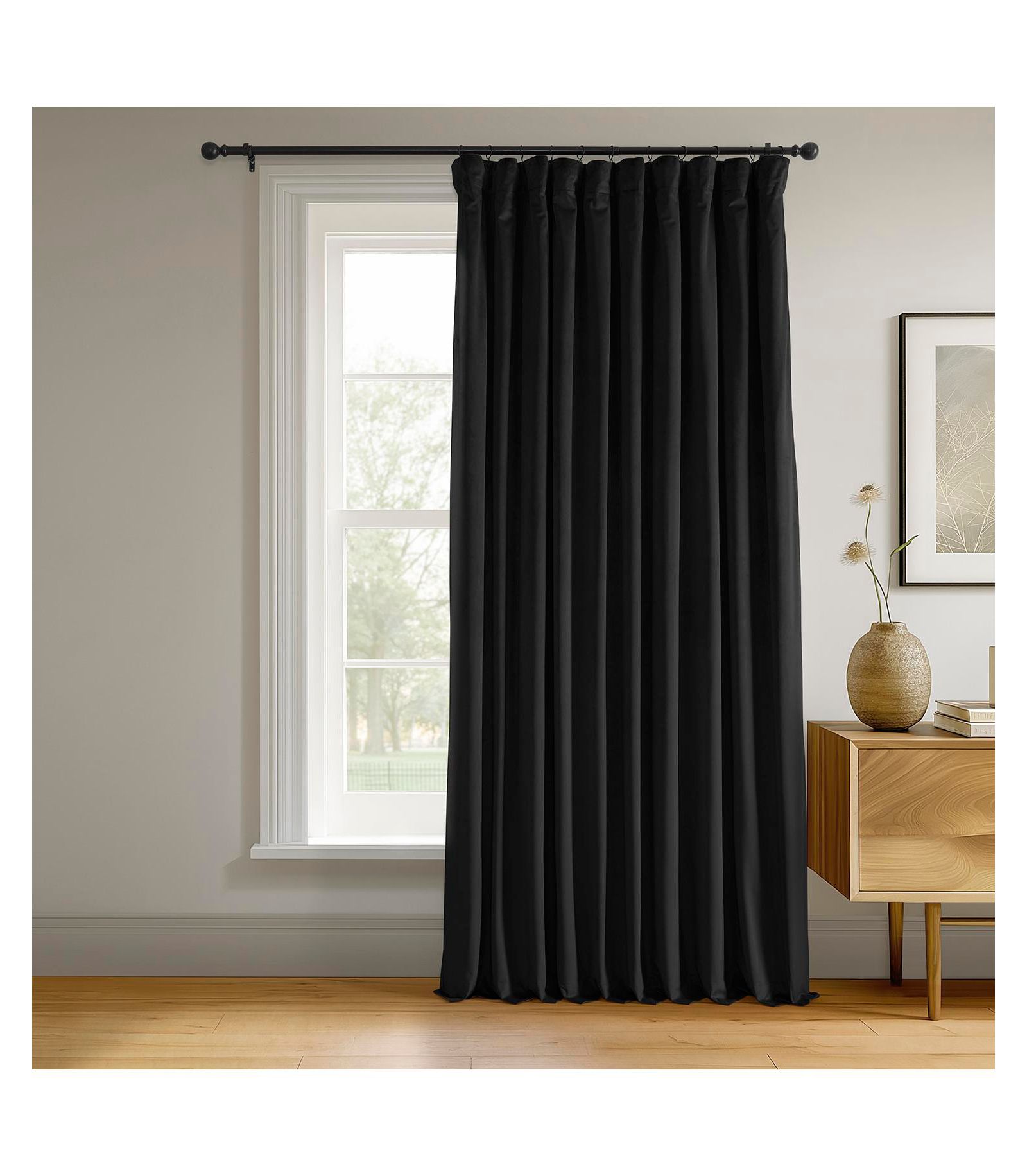 Шторка Half Price Drapes из черного бархата с полным затемнением