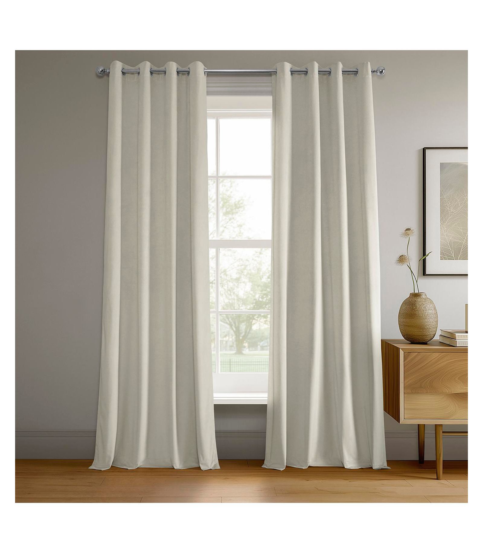 Шторы Half Price Drapes Porcelain White с люверсами из бархата Blackout