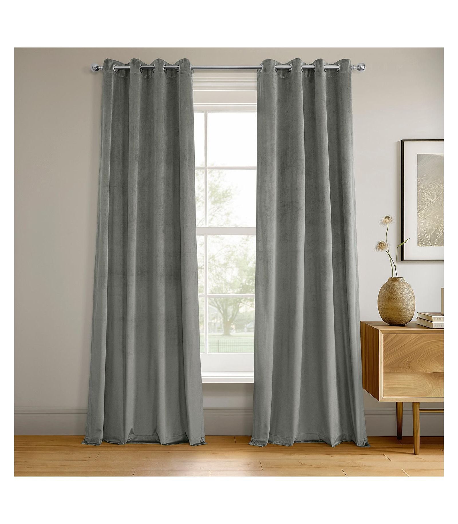 Штора Half Price Drapes Silver Grey Velvet Blackout
