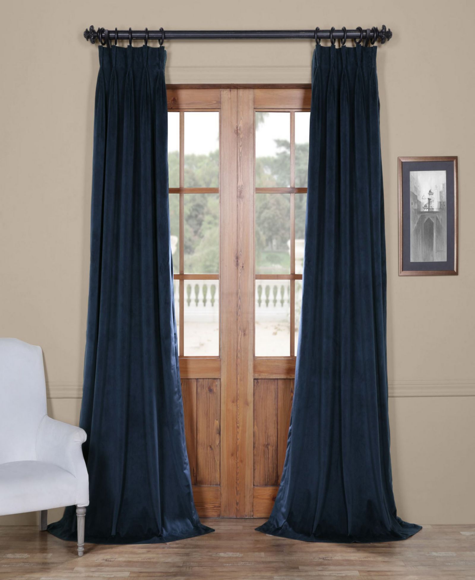 Штора Half Price Drapes, бархатная, блэкаут, французская складка