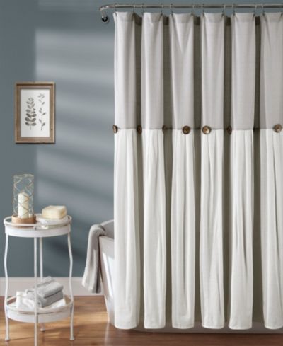 Lush Décor Linen Button Shower Curtain, 72" x 72"