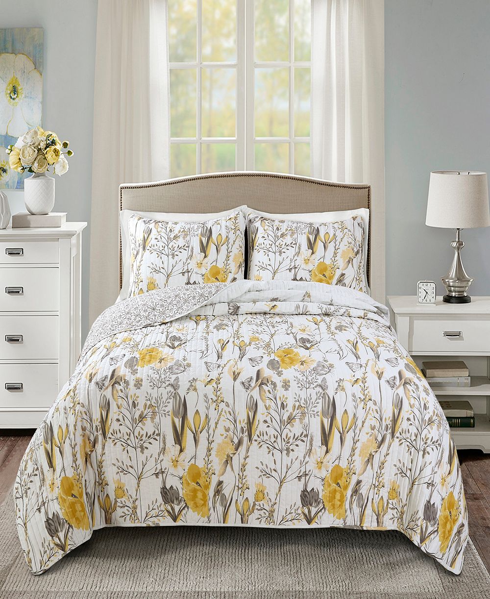 Lush Décor Adalia Reversible 3-Piece Quilt Set, King