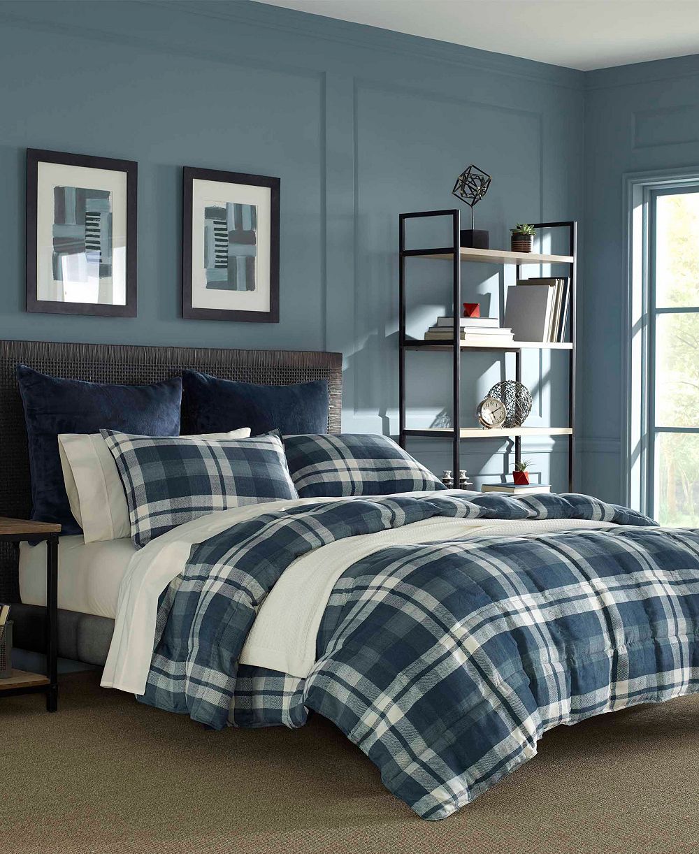 Комплект постельного белья Nautica Crossview Plaid Microsuede 3 Piece Comforter Set, King