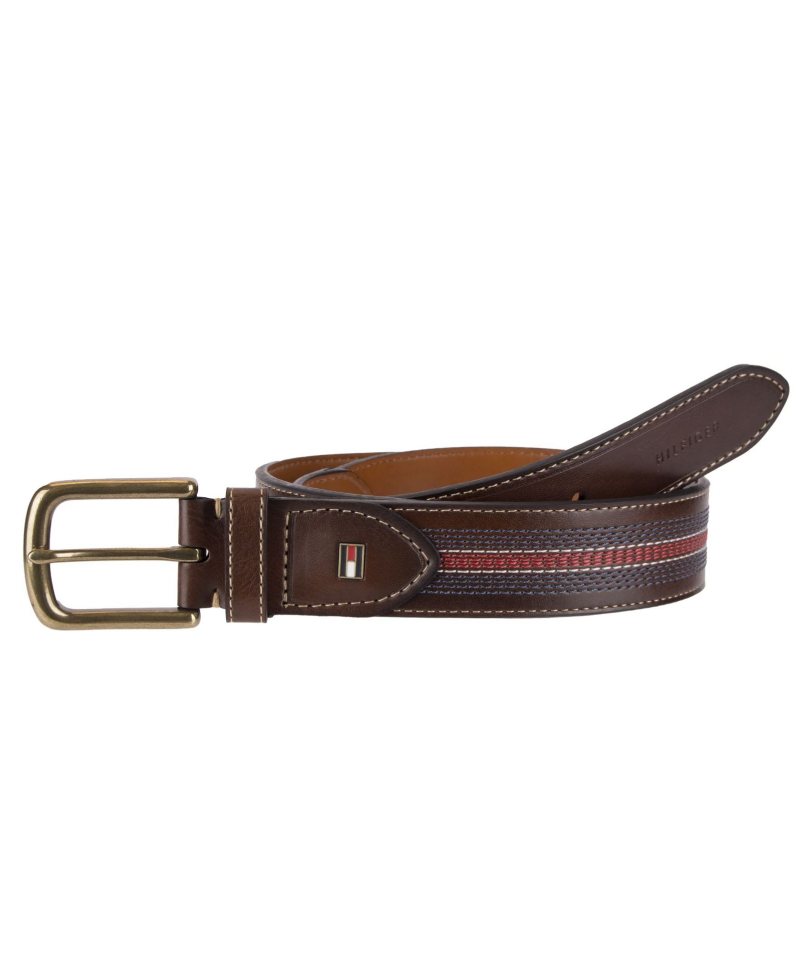 35MM Tommy Hilfiger Faux-Leather Multi Stitch Single Strap Belt
