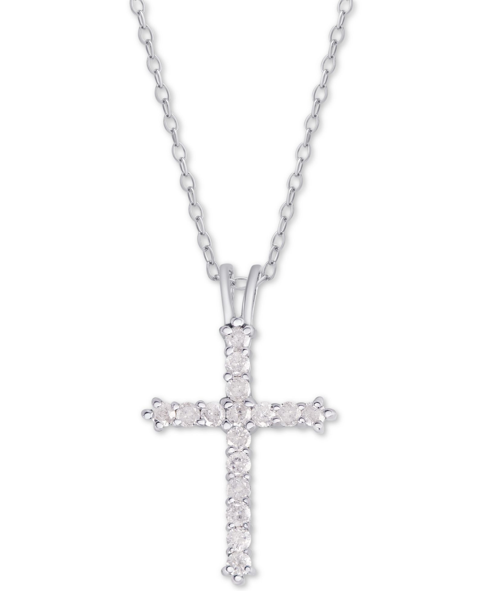 Подвеска-кулон Diamond Cross в серебряном или золотом покрытии, 16" + 2" Extender