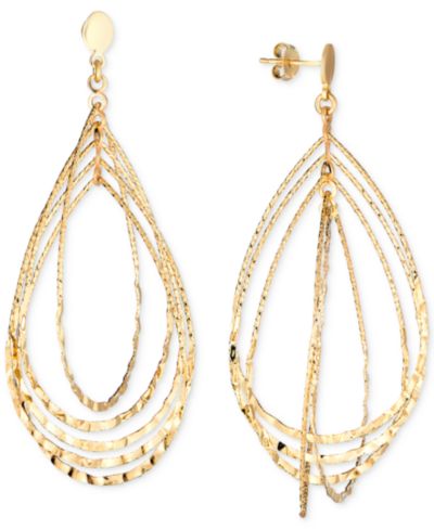 Серьги-подвески Italian Gold Textured Multi-Teardrop, позолоченное серебро 14k Gold-Plated