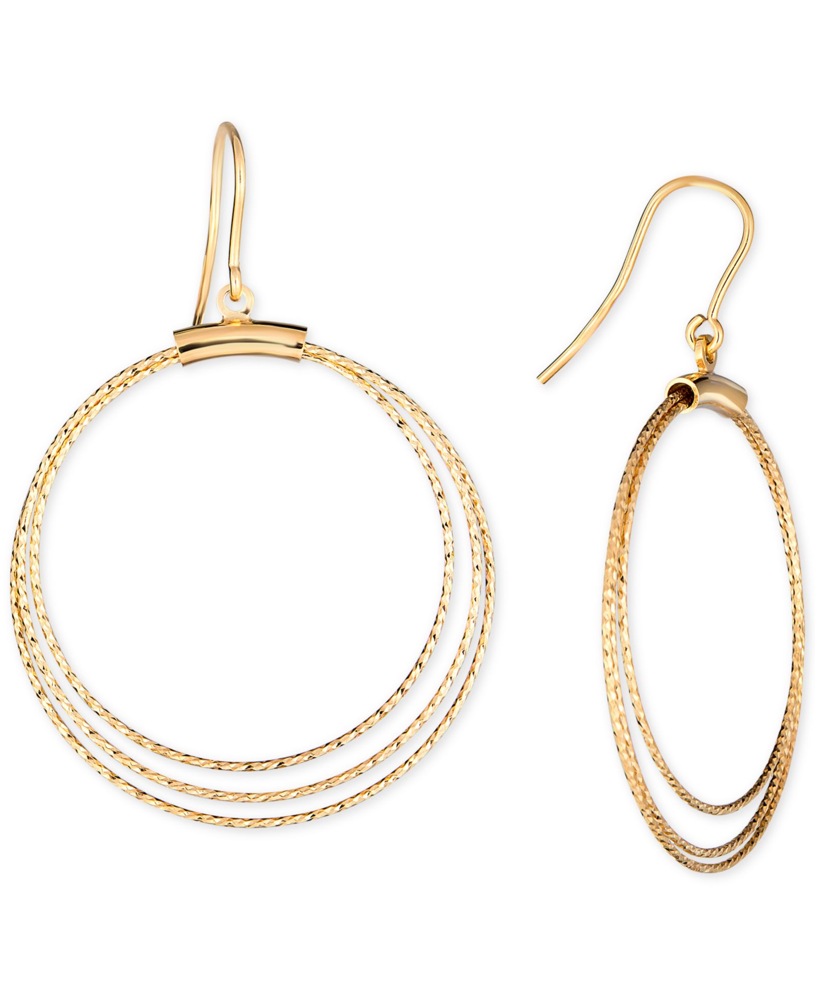 Серьги-подвески Italian Gold Textured Multi-Circle Drop, 14k Gold-Plated Sterling Silver