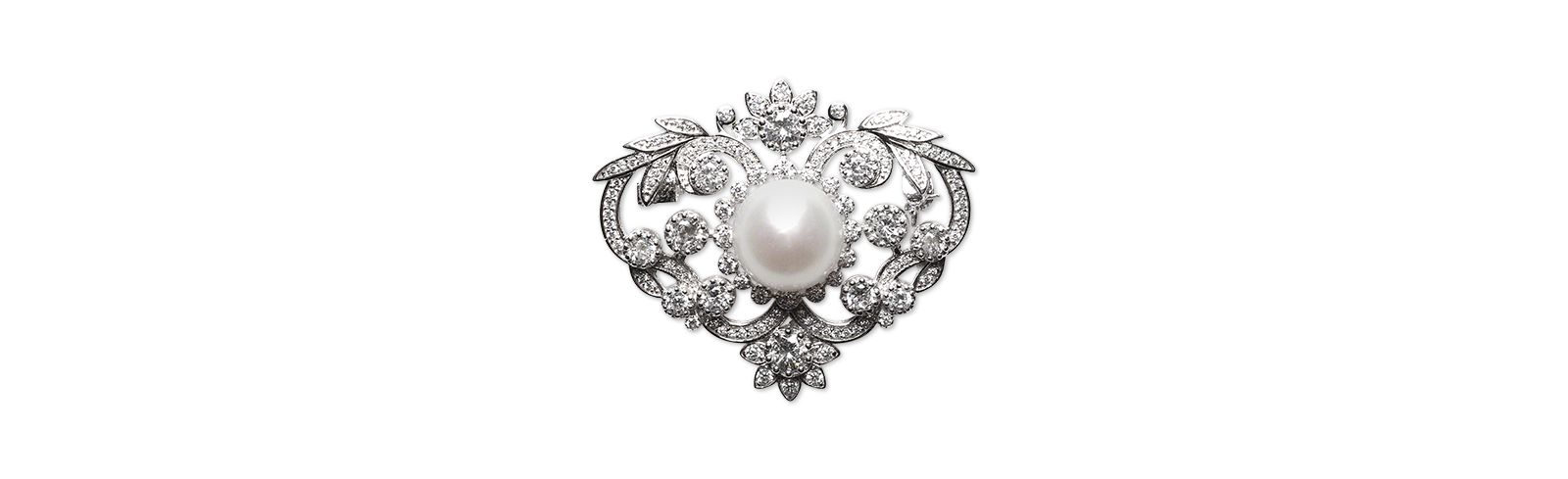 Серьга-гвоздик с культивированным речным жемчугом (12mm) и Cubic Zirconia из стерлингового серебра